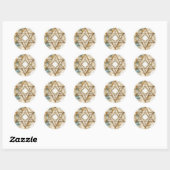 Goud Witte Davidster Abstract Moderne Trendy Ronde Sticker (Vel)