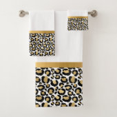 GOUD WITTE DIERLIJKE LEOPARD BATHROOM-REEKS BAD HANDDOEK (Insitu)
