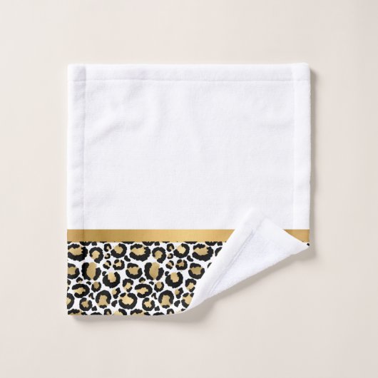 GOUD WITTE DIERLIJKE LEOPARD BATHROOM-REEKS BAD HANDDOEK (Wasdoekje)