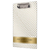 Goud & Witte Dotes Geometrisch Patroon Klembord (Links)