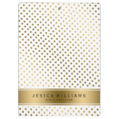 Goud & Witte Dotes Geometrisch Patroon Klembord (Achterkant)