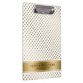 Goud & Witte Dotes Geometrisch Patroon Klembord (Rechts)