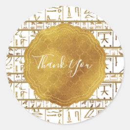 Goud Witte Egyptische Egypte Glam Bruiloft Favor Ronde Sticker