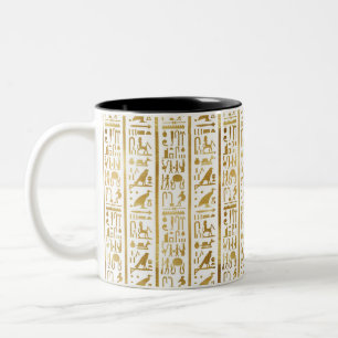 Goud & Witte Egyptische Egypte Glam Moderne Chic Tweekleurige Koffiemok
