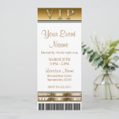 Goud & Witte Elegant Dinner Party VIP-Ticket Kaart (Staand voorkant)