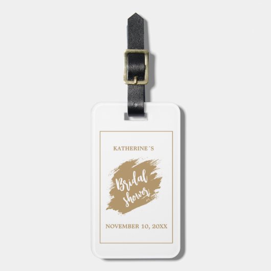 Goud Witte Elegante Bruidsuitnodiging Bagagelabel (Voorkant verticaal)