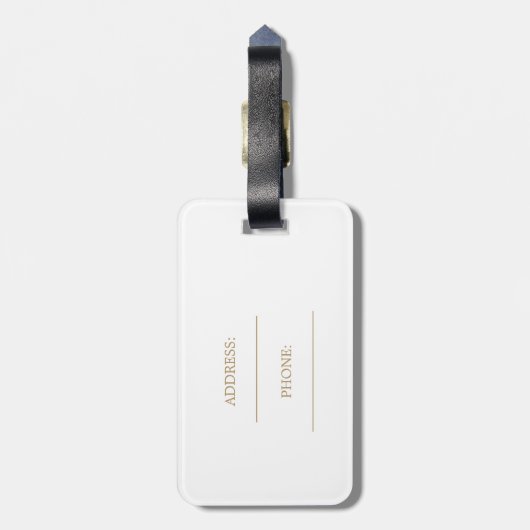 Goud Witte Elegante Bruidsuitnodiging Bagagelabel (Achterkant verticaal)