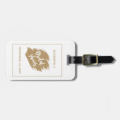 Goud Witte Elegante Bruiloftsborrel Bagagelabel (Voorkant horizontaal)