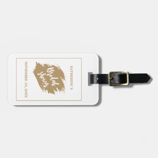 Goud Witte Elegante Bruiloftsborrel Bagagelabel (Voorkant horizontaal)