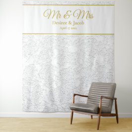 Goud Witte Elegante Fotocabine Trouw Achtergrond Wandkleed