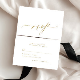 Goud witte elegante kalligrafie bruiloft RSVP kaartje
