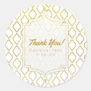 Goud & Witte Elegante Marokkaanse Glam Indiase Fav Ronde Sticker