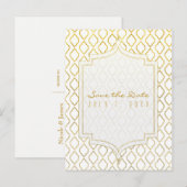 Goud & Witte Elegante Marokkaanse Glam Save the Da Aankondigingskaart (Voorkant / Achterkant)