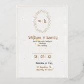 Goud & Witte Elegante Minimalistische Esthetische Folie Uitnodiging (Voorkant)