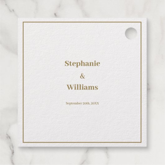 Goud Witte Elege Huwelijk Minimaal Modern Bedankjes Labels (Achterkant)
