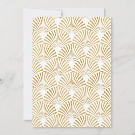 Goud Witte Geometrische Art Deco Bruiloft Feest Kaart (Achterkant)