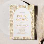 Goud Witte Geometrische Art Deco Bruiloft Feest Kaart