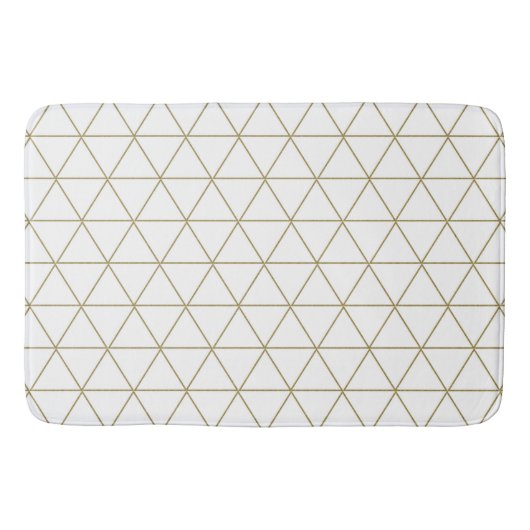Goud Witte Geometrische Driehoeken Boho Glam Minim Badmat (Voorkant)