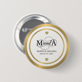 Goud Witte Gepersonaliseerde Trouw Monogram Ronde Button 5,7 Cm (Voorkant /achterkant)