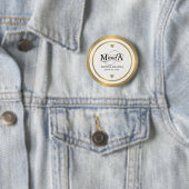 Goud Witte Gepersonaliseerde Trouw Monogram Ronde Button 5,7 Cm (In situ)