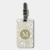 Goud Witte Giraffe Print Monogram Bagagelabel (Voorkant verticaal)