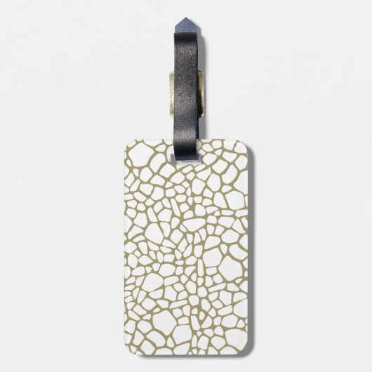 Goud Witte Giraffe Print Monogram Bagagelabel (Achterkant verticaal)