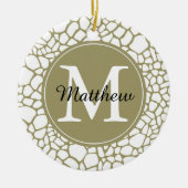 Goud Witte Giraffe Print Monogram Keramisch Ornament (Voorkant)