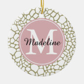 Goud Witte Giraffe Print Monogram Keramisch Ornament (Voorkant)