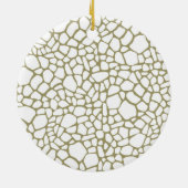 Goud Witte Giraffe Print Monogram Keramisch Ornament (Achterkant)