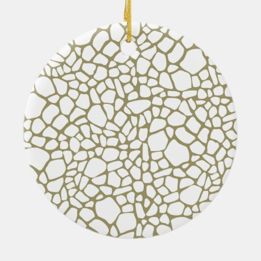 Goud Witte Giraffe Print Monogram Keramisch Ornament (Achterkant)