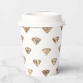 Goud Witte Glam Diamanten Bruiloftsfeest Papieren Bekers (Achterkant)