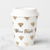 Goud Witte Glam Diamanten Bruiloftsfeest Papieren Bekers (Voorkant)
