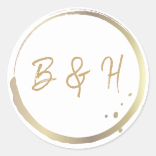 Goud & Witte Glanzende Glam Moderne Minimalistisch Ronde Sticker