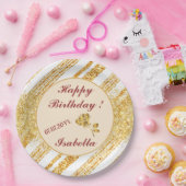 Goud Witte Glitter Boho Populaire Strepen Collecti Papieren Bordje (Feest)