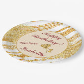 Goud Witte Glitter Boho Populaire Strepen Collecti Papieren Bordje (Gekanteld)