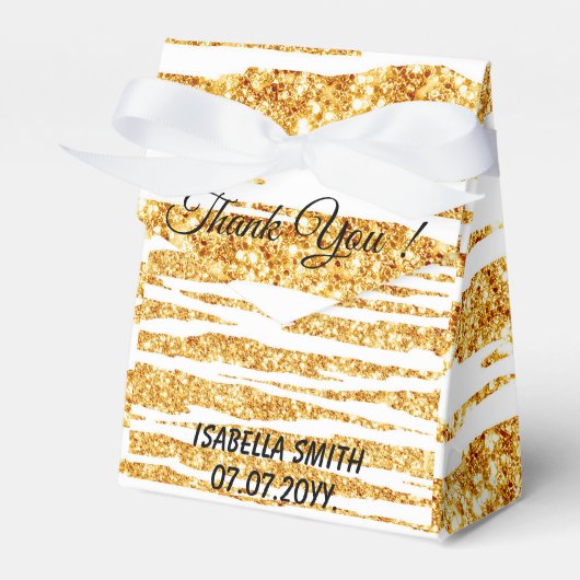 Goud Witte Glitter Boho Populaire Tijger Collectie Bedankdoosjes (Voorkant Zijde)