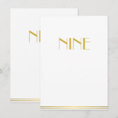 Goud Witte Great Gatsby Trouwtafel Kaarten Negen (Voorkant / Achterkant)