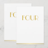 Goud Witte Great Gatsby Trouwtafel Kaarten Vier (Voorkant / Achterkant)