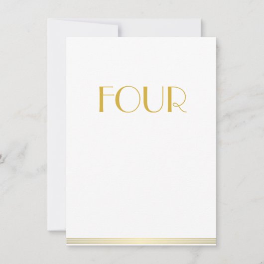 Goud Witte Great Gatsby Trouwtafel Kaarten Vier (Voorkant)