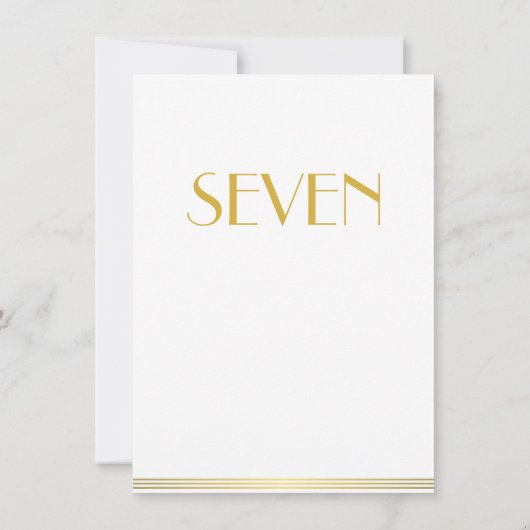 Goud Witte Great Gatsby Trouwtafel Kaarten Zeven (Achterkant)
