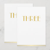 Goud Witte Great Gatsby Trouwtafelkaarten Drie Kaart (Voorkant / Achterkant)