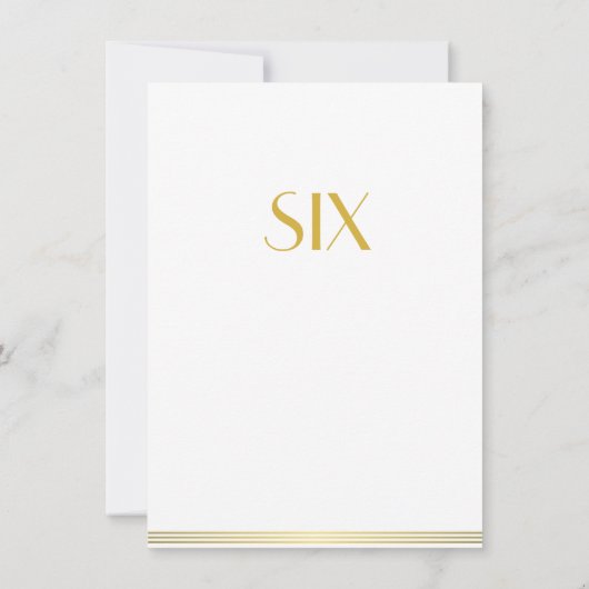 Goud Witte Great Gatsby Trouwtafelkaarten Zes Kaart (Achterkant)