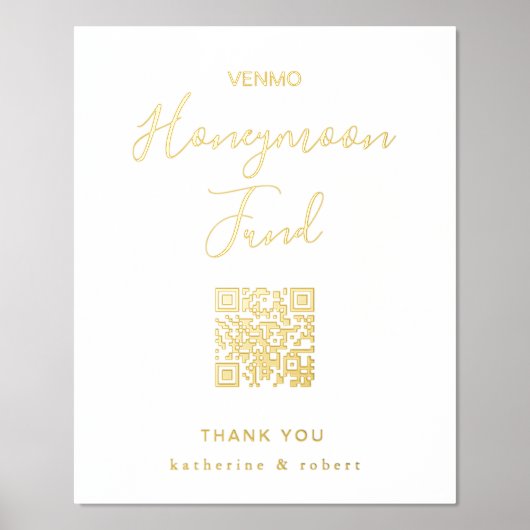 Goud Witte Honeymoon Fonds Bruiloft Folie Afdrukken (Voorkant)