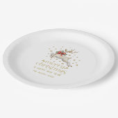 Goud Witte Kerst Reindeer Papieren Bordje (Gekanteld)