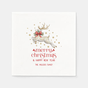 Goud Witte Kerst Rendier Servet