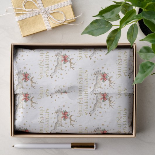 Goud Witte Kerst Rendier Tissuepapier (Geschenk)