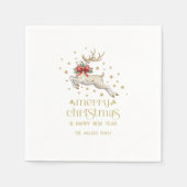 Goud Witte Kerst Rendieren Servet (Voorkant)