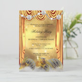 Goud Witte Kerstballen Kerstfeest Feest Kaart (Staand voorkant)