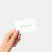 Goud & Witte Kleur Minimalistisch Eenvoudig Modern Badge (Handheld)