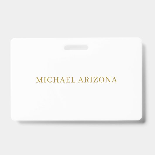 Goud & Witte Kleur Minimalistisch Eenvoudig Modern Badge (Voorzijde)